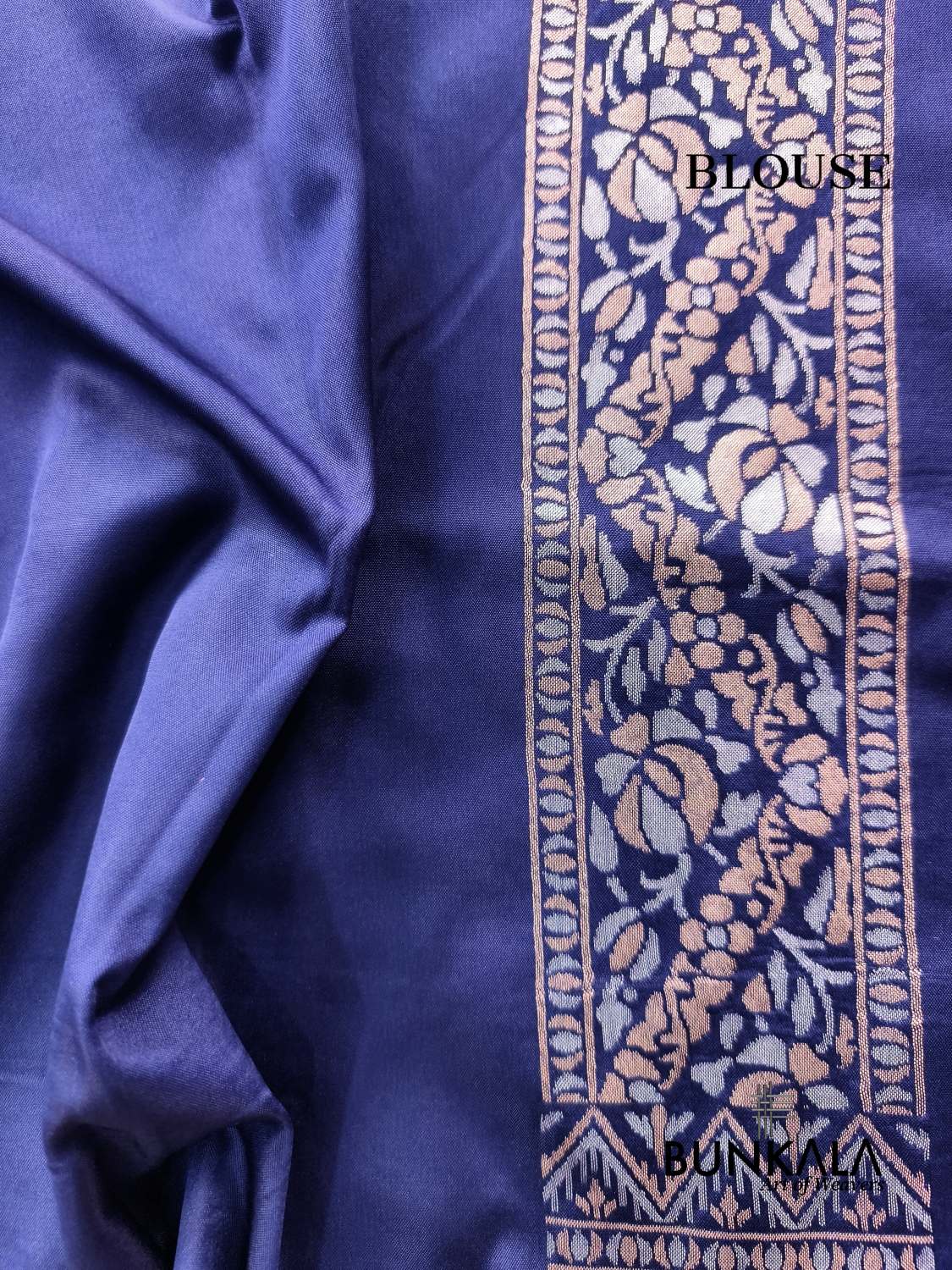 Deep Blue Ektara Banarasi Jamdani Meena Geometric Weaved Silk Saree