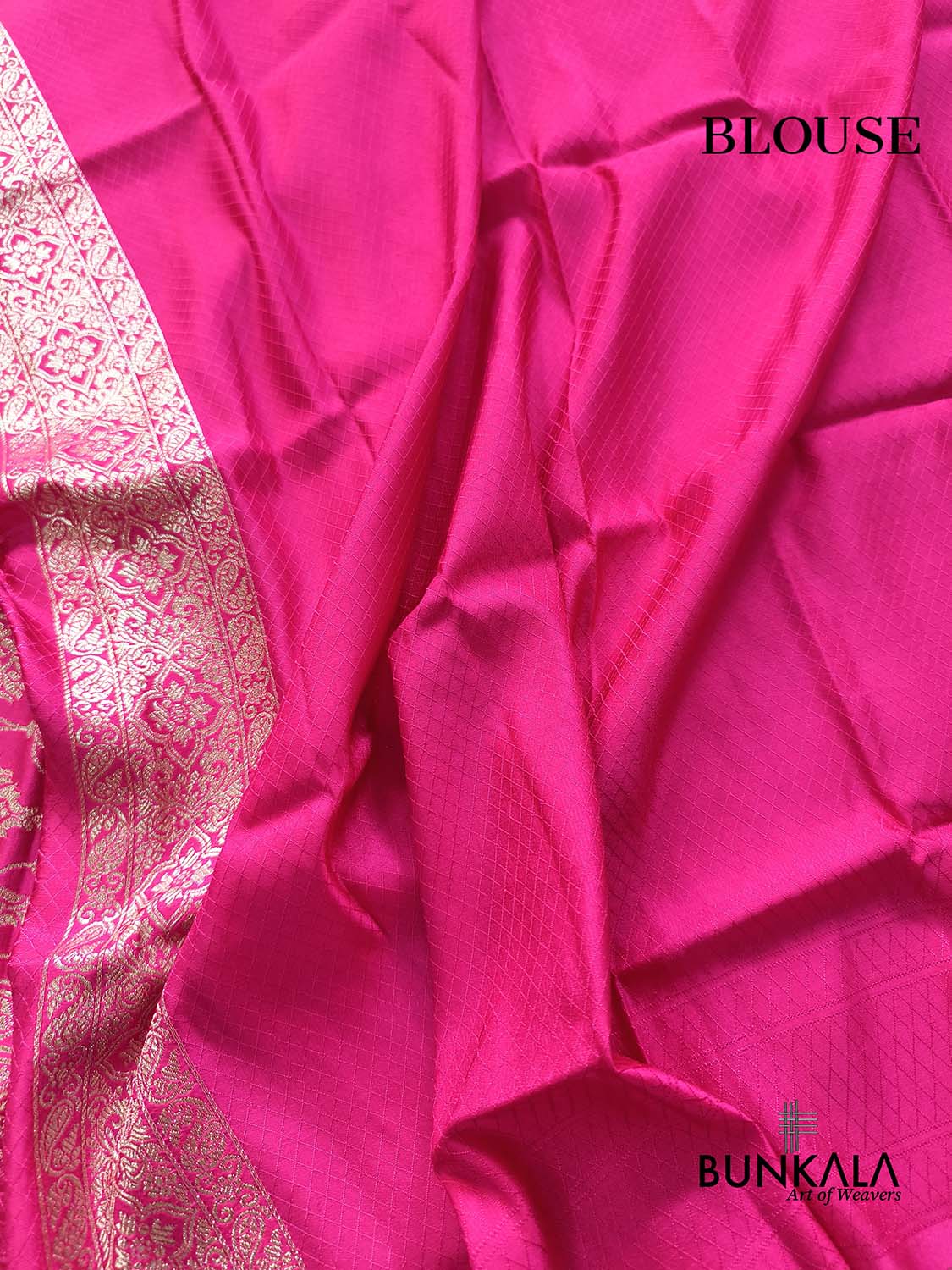 Fuchsia Pink Hand Embroidered Brocade Mashru Silk Saree