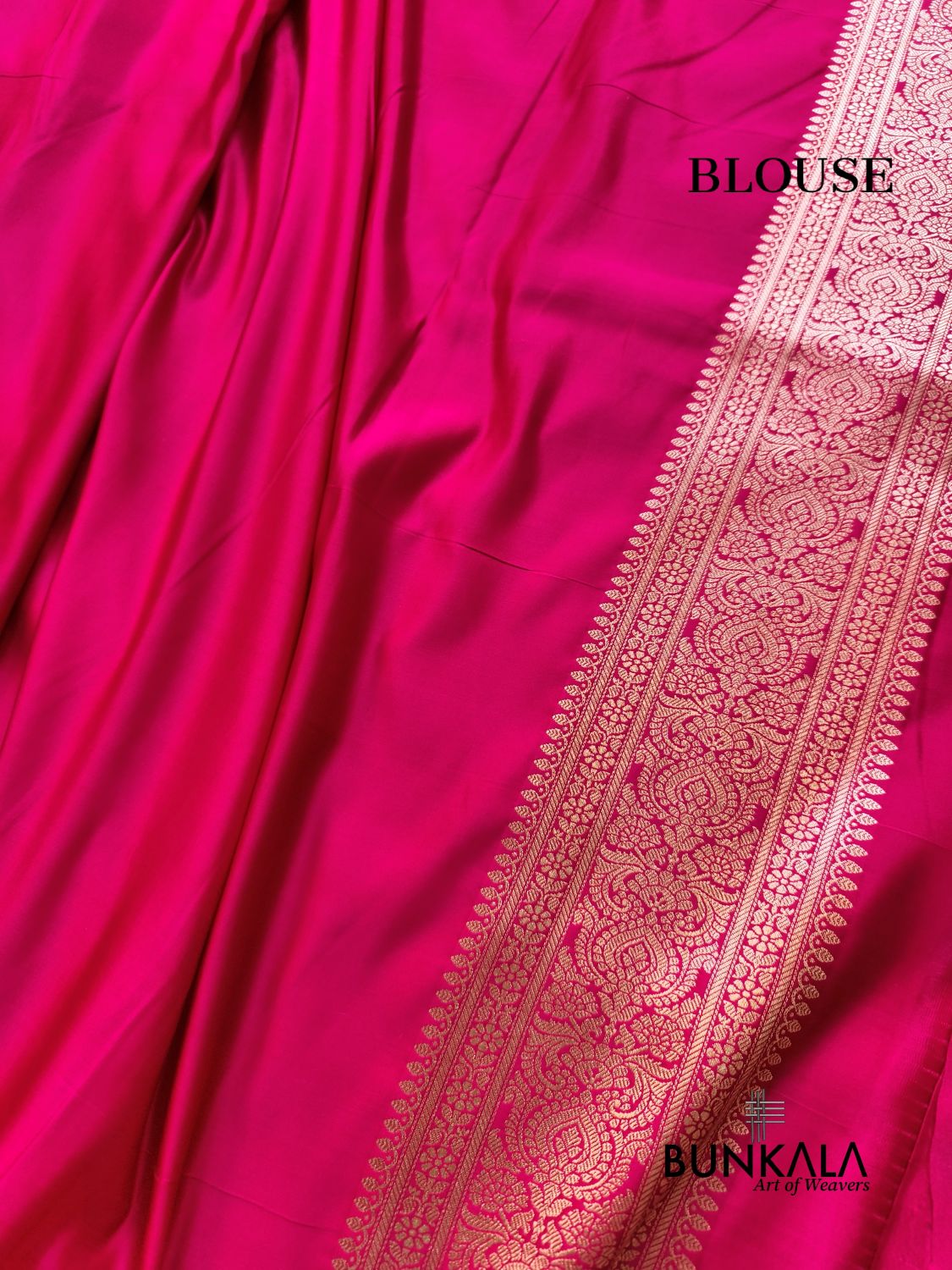 Fushia Pink Leaf Buti Banarasi Mashru Soft Silk Saree
