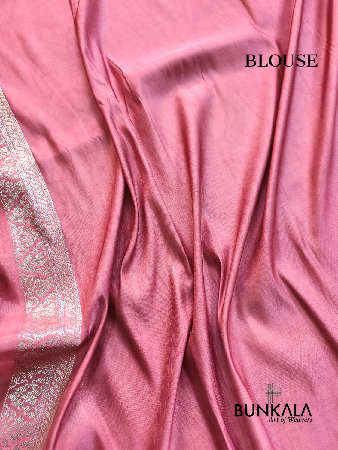 Gazri Pink Brocade Weaved Banarasi Mashru Silk Saree