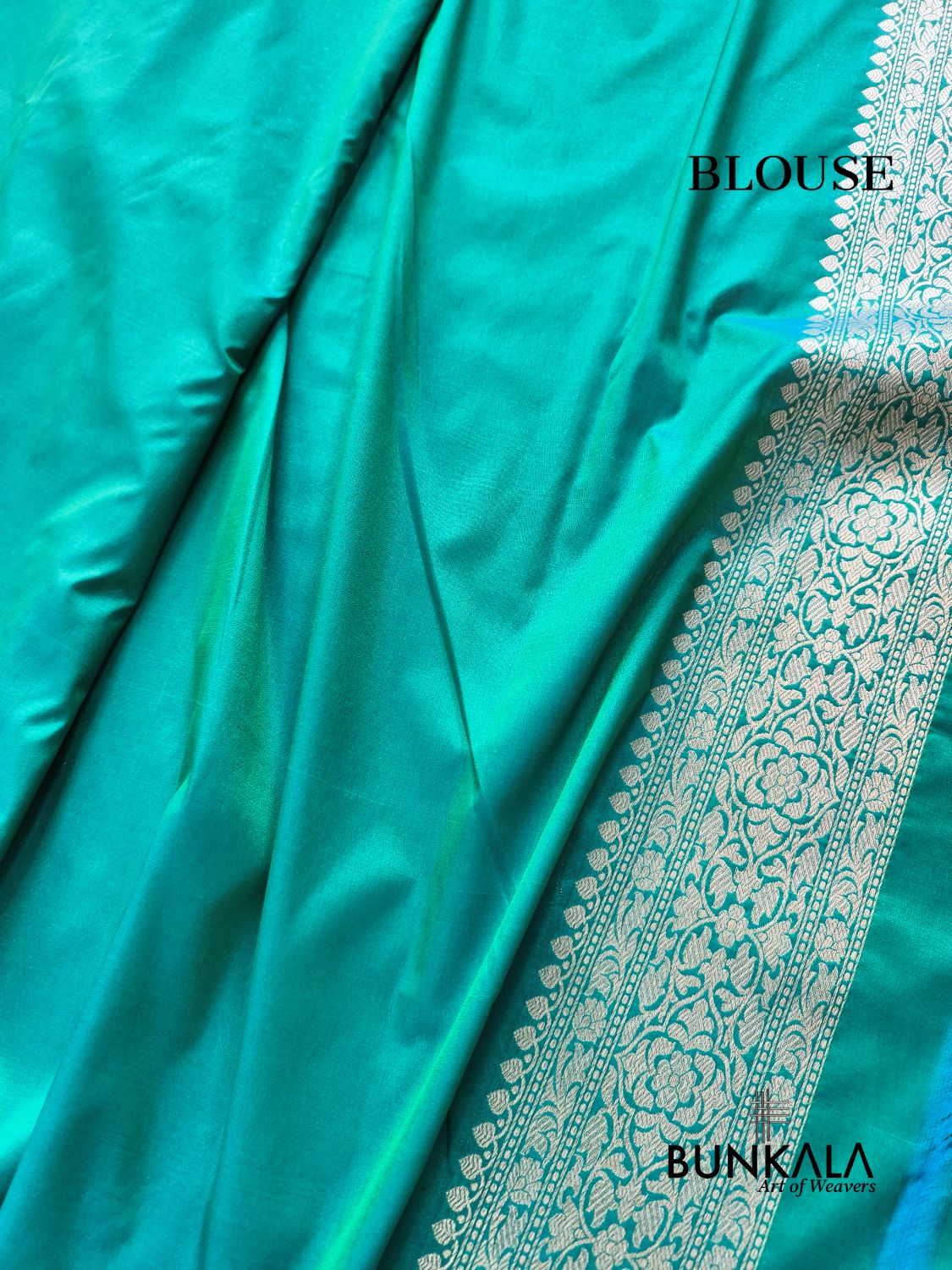 Greenish Blue Brocade Banarasi Resham Silk Saree