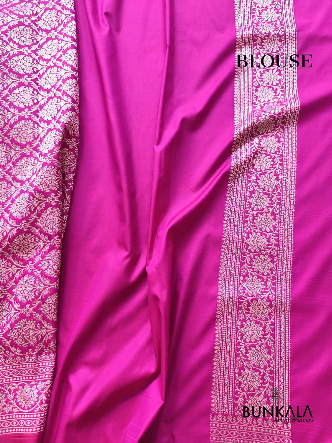 Hot Pink Ektara Banarasi Jamdani Weaved Silk Saree
