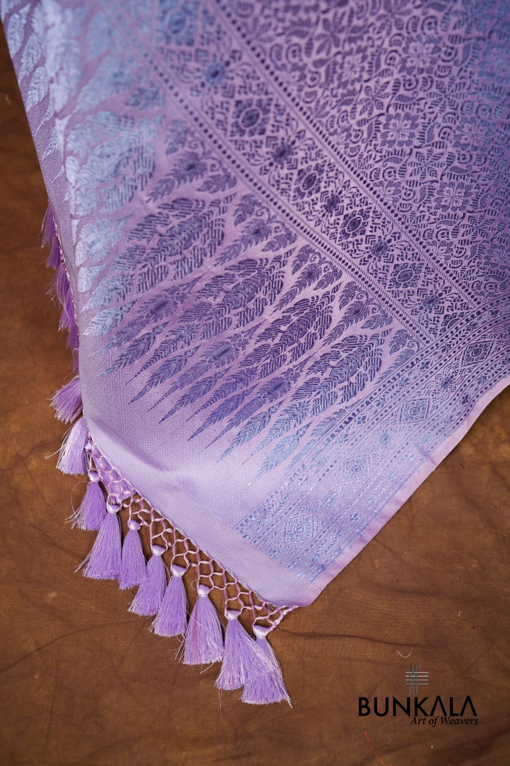 Lavender Mashru Silk Brocade Resham Weaved Banarasi Dupatta