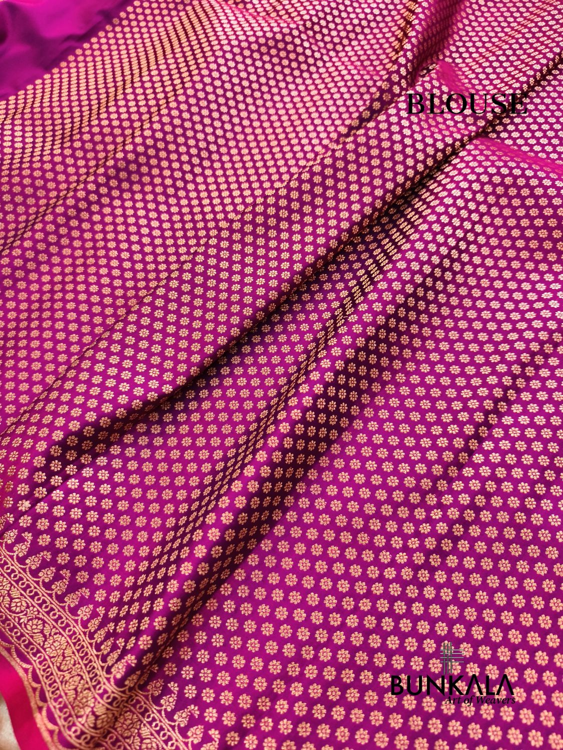 Magenta Pink Plain Banarasi Mashru Soft Silk Saree with Paisley Pallu