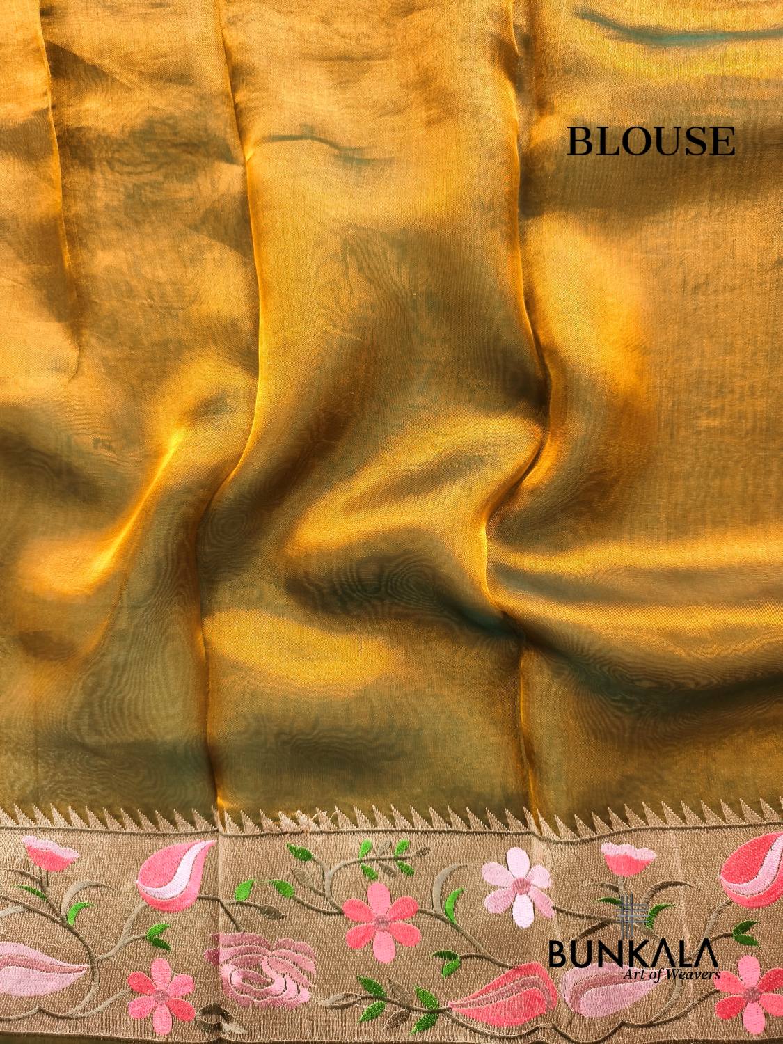 Olive Gold Multicolour Paithani Border Banarasi Embroidery Tissue Silk Saree