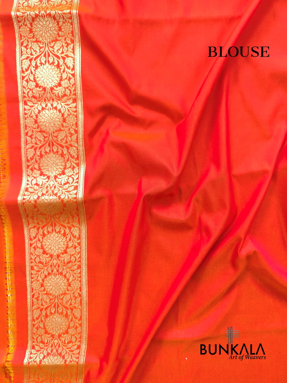 Orange Leheriya Meena Banarasi Silk Saree
