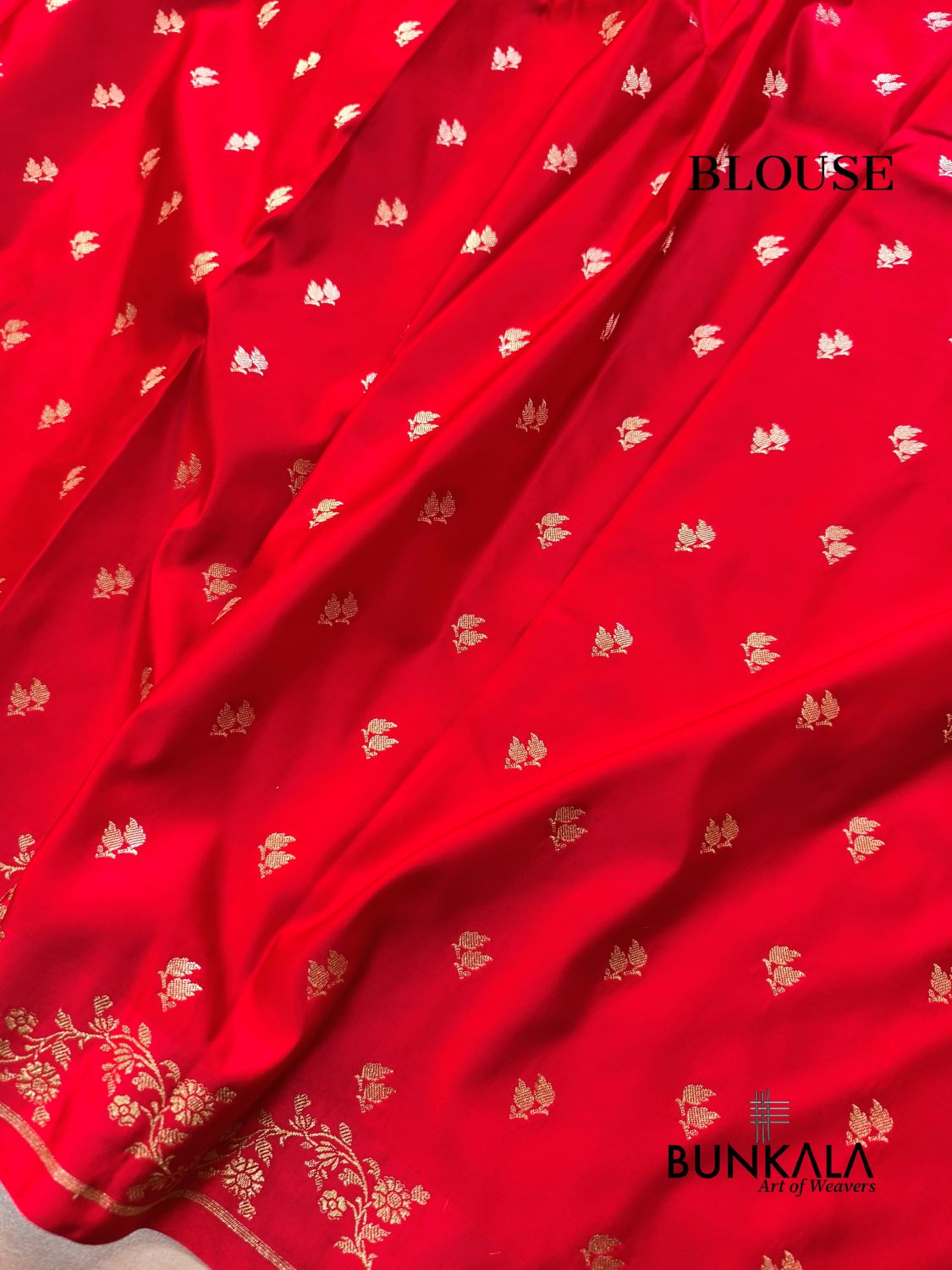 Orange with Red Contrast Buti Banarasi Mashru Silk Saree