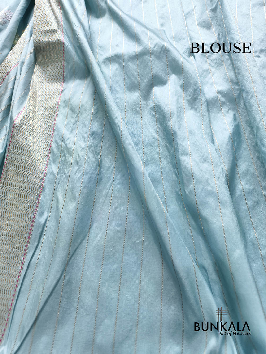 Pastel Blue Meenakari Buta Kadwa Handweaved Banarasi Pure Katan Silk Saree