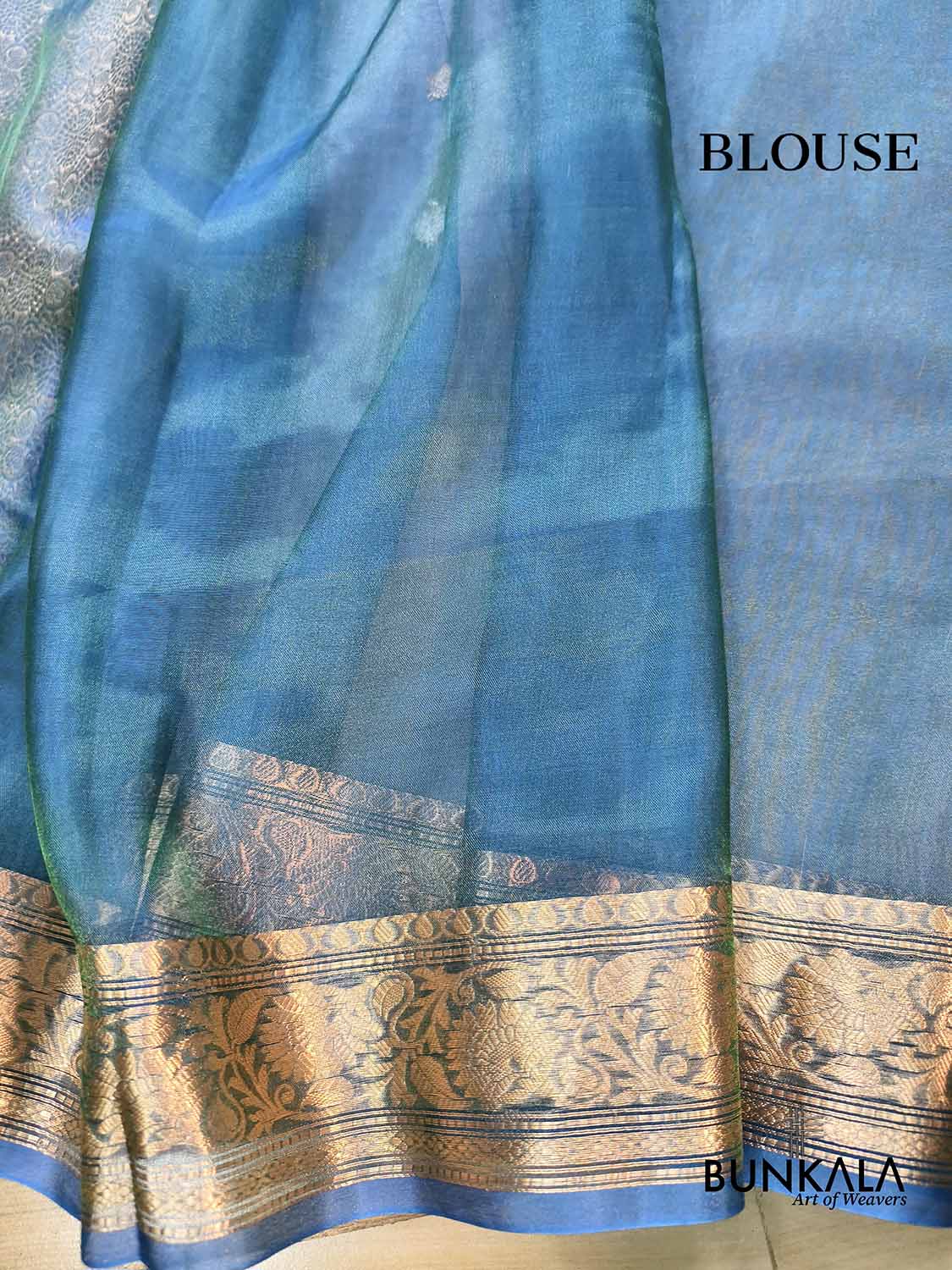 Peacock Blue Sona Rupa Buti Handloom Banarasi Pure Tissue Silk Saree