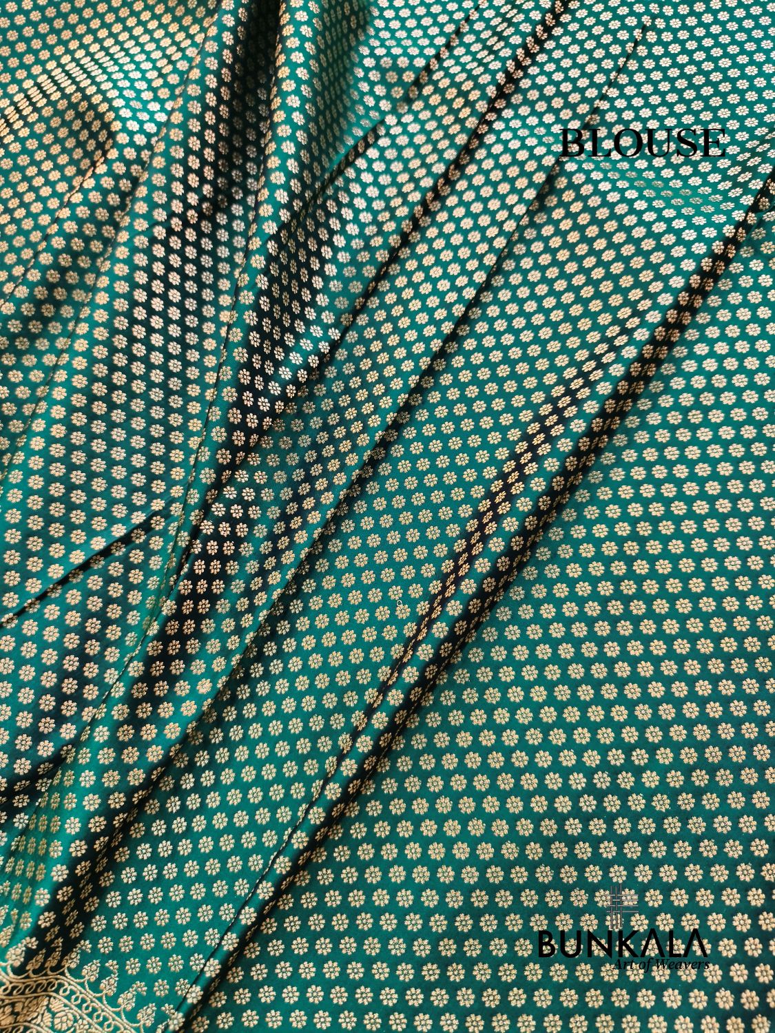 Peacock Green Buta Banarasi Mashru Soft Silk Saree with Paisley Pallu