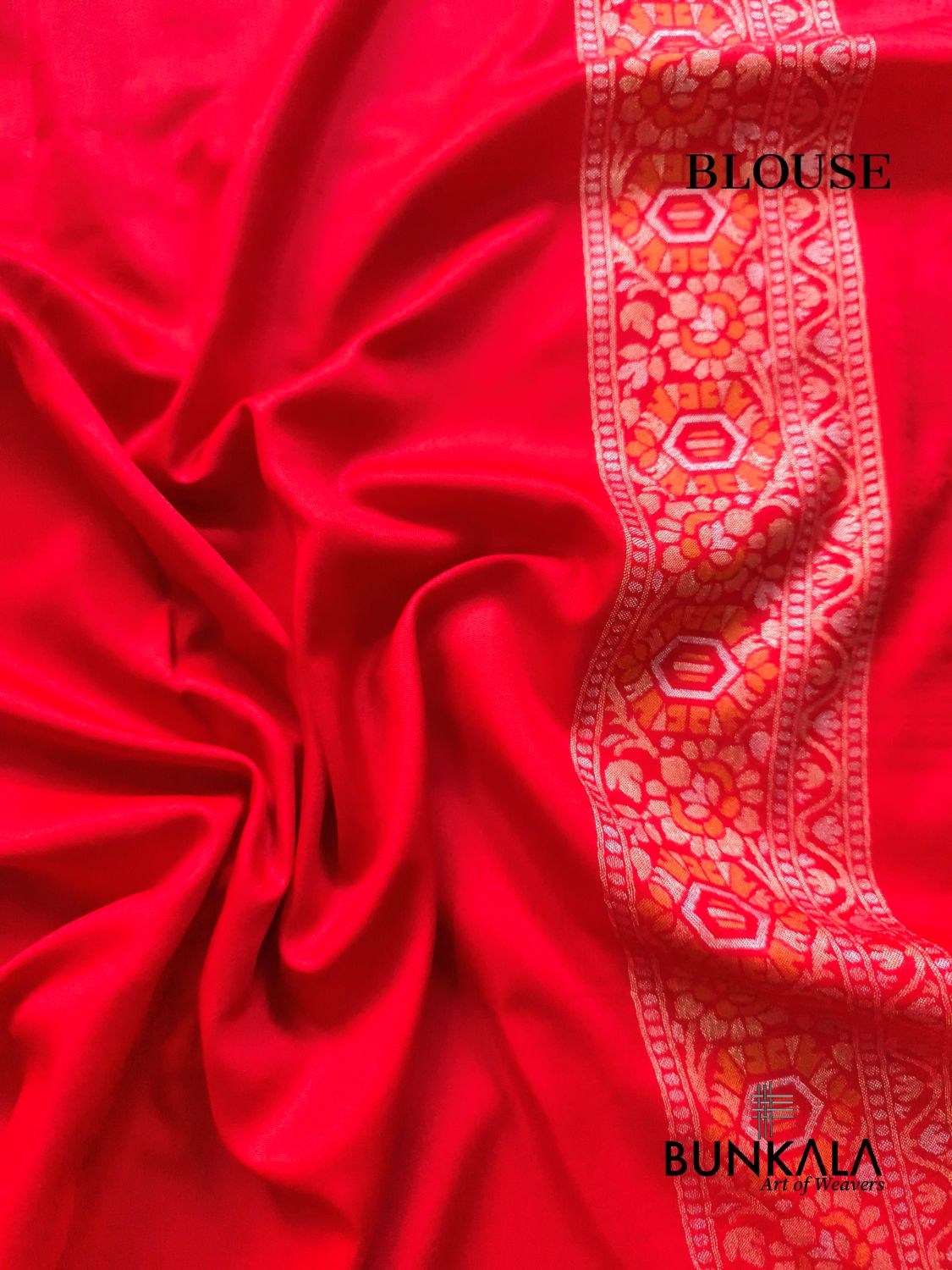 Red Ektara Banarasi Jamdani Meena Geometric Weaved Silk Saree