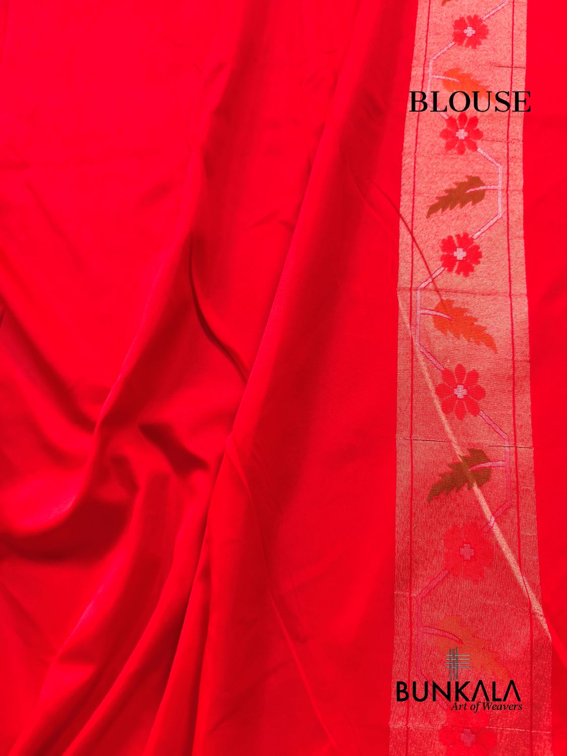 Red Ektara Banarasi Jamdani Meenakari Weaved Silk Saree
