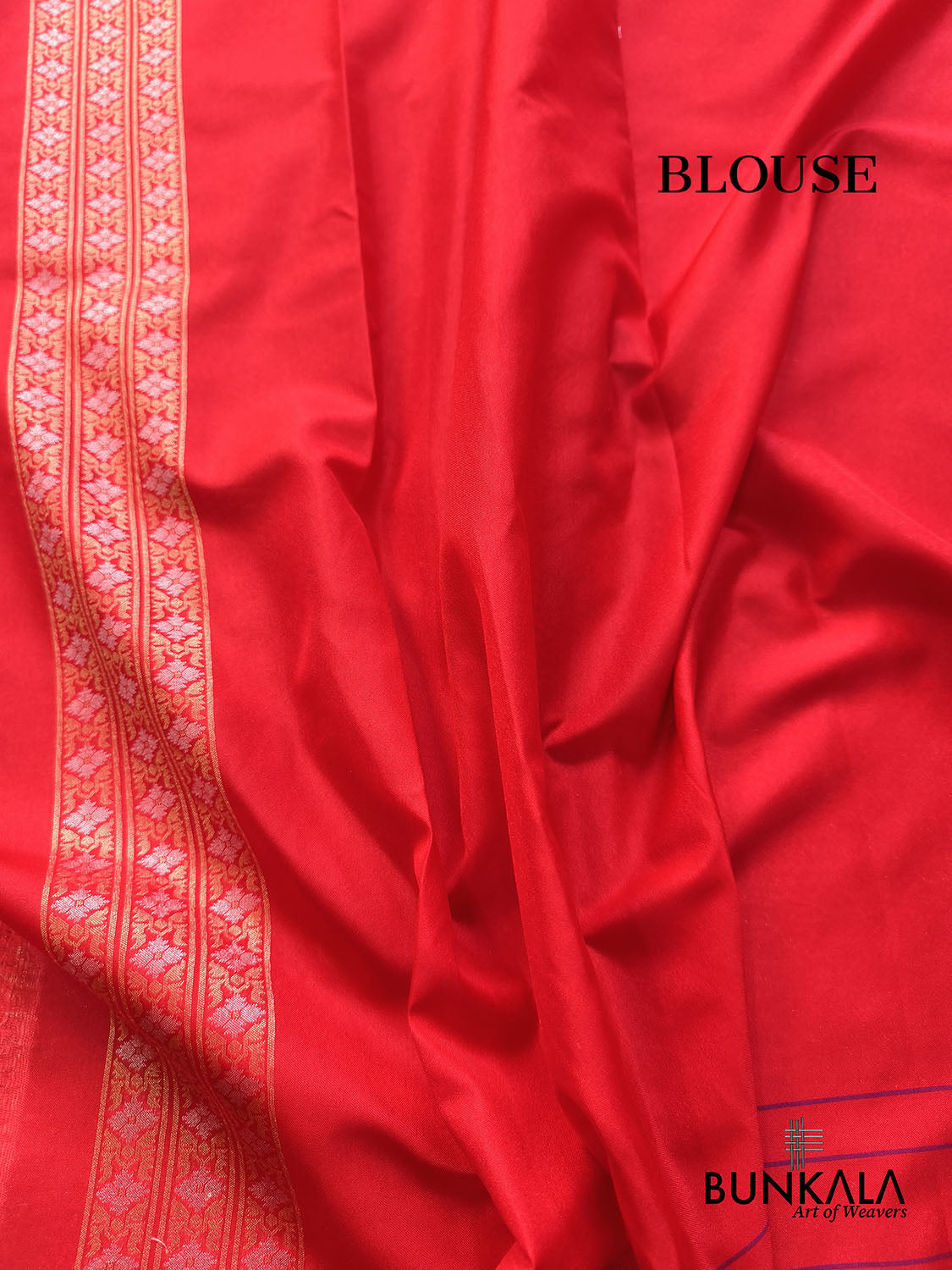 Red Ektara Banarasi Jamdani Weaved Silk Saree