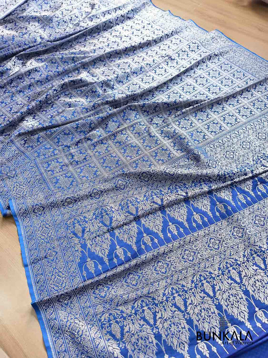 Royal Blue Gharchola Brocade Weaved Banarasi Mashru Silk Saree
