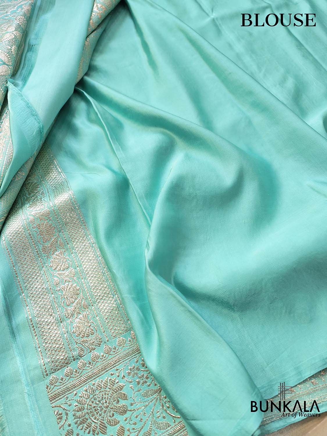 Handcrafted Blue Banarasi Silk Saree with Traditional Buti Design in Mashru Silk