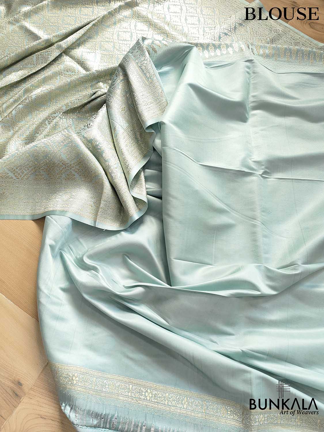 Ice Greenish Blue Mashru Silk Banarasi Saree