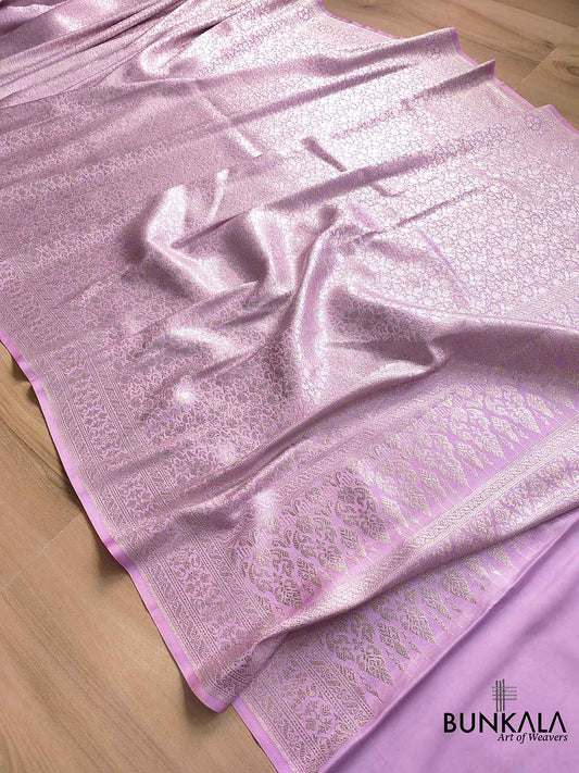 Majestic Plum Purple Mashru Silk Banarasi Saree