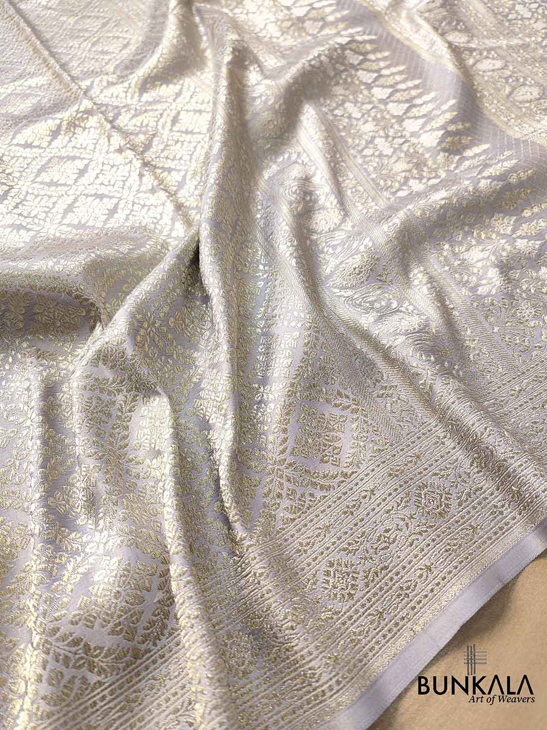Serenity in Grey Mashru Silk Banarasi Saree