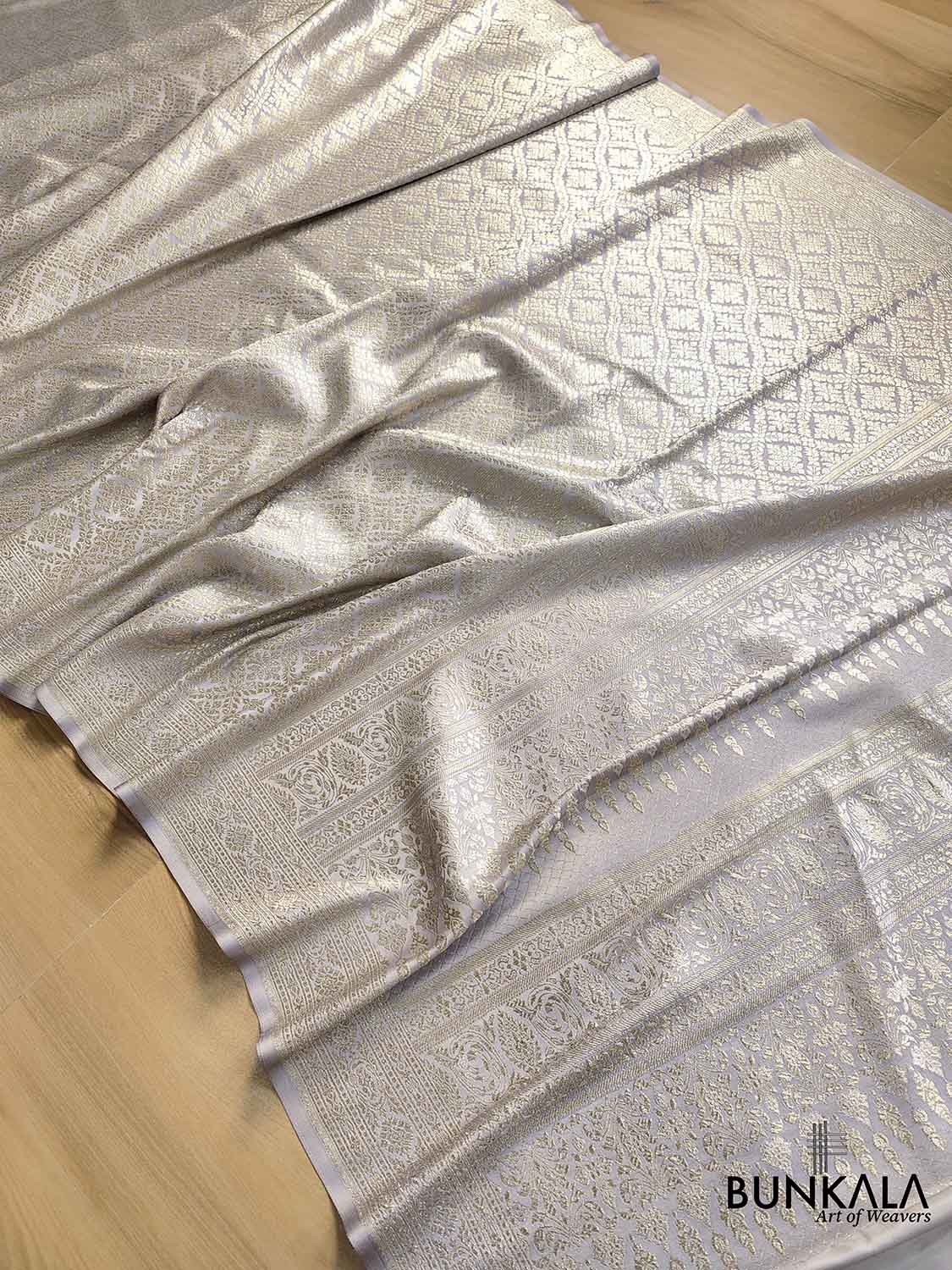 Serenity in Grey Mashru Silk Banarasi Saree