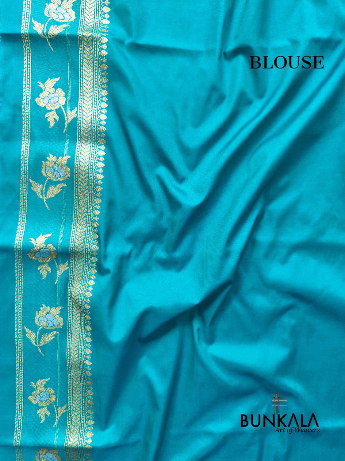 Turquoise Blue Sona Rupa Floral Buta Banarasi Silk Saree
