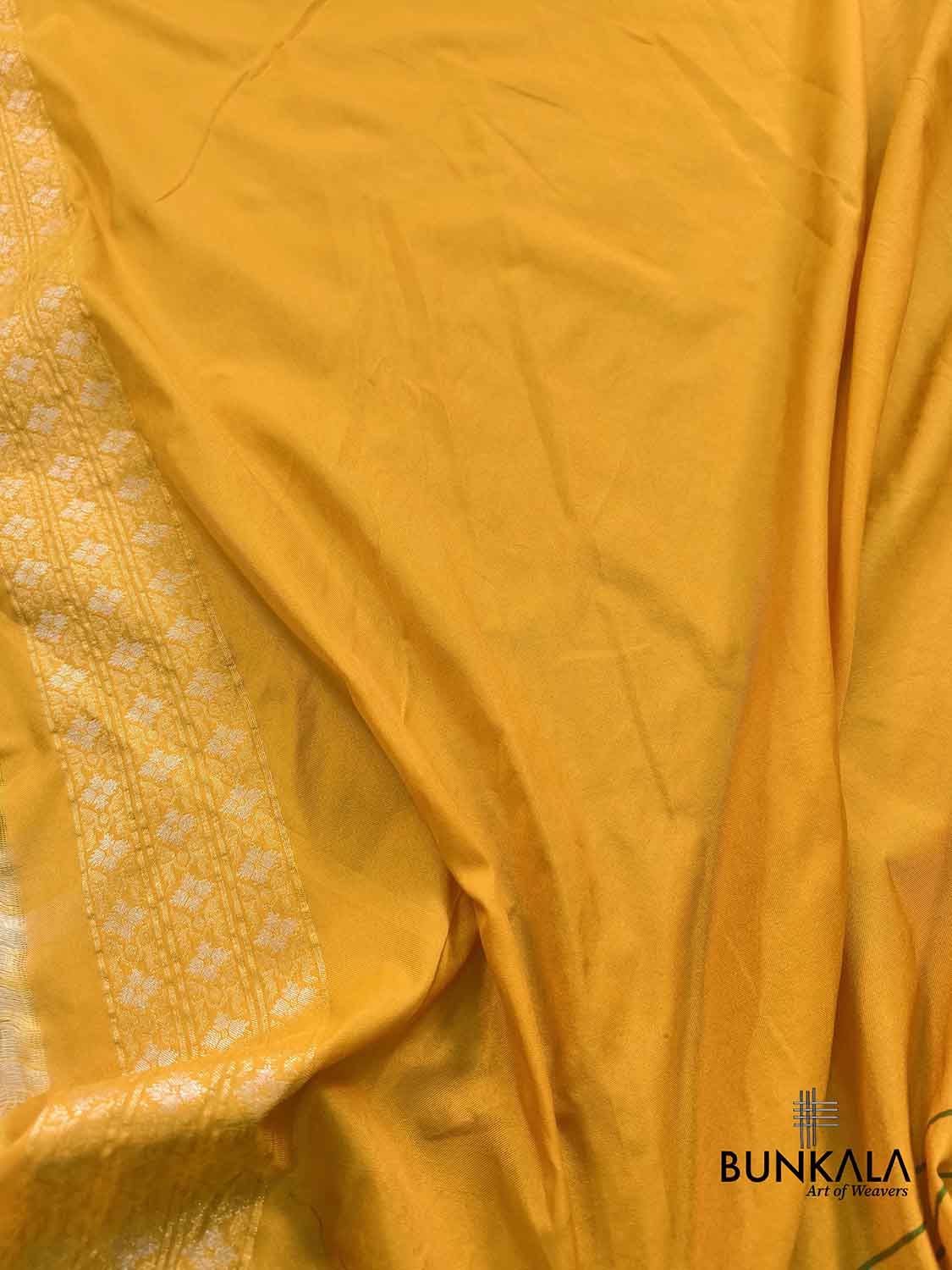 Yellow Ektara Banarasi Jamdani Weaved Silk Saree