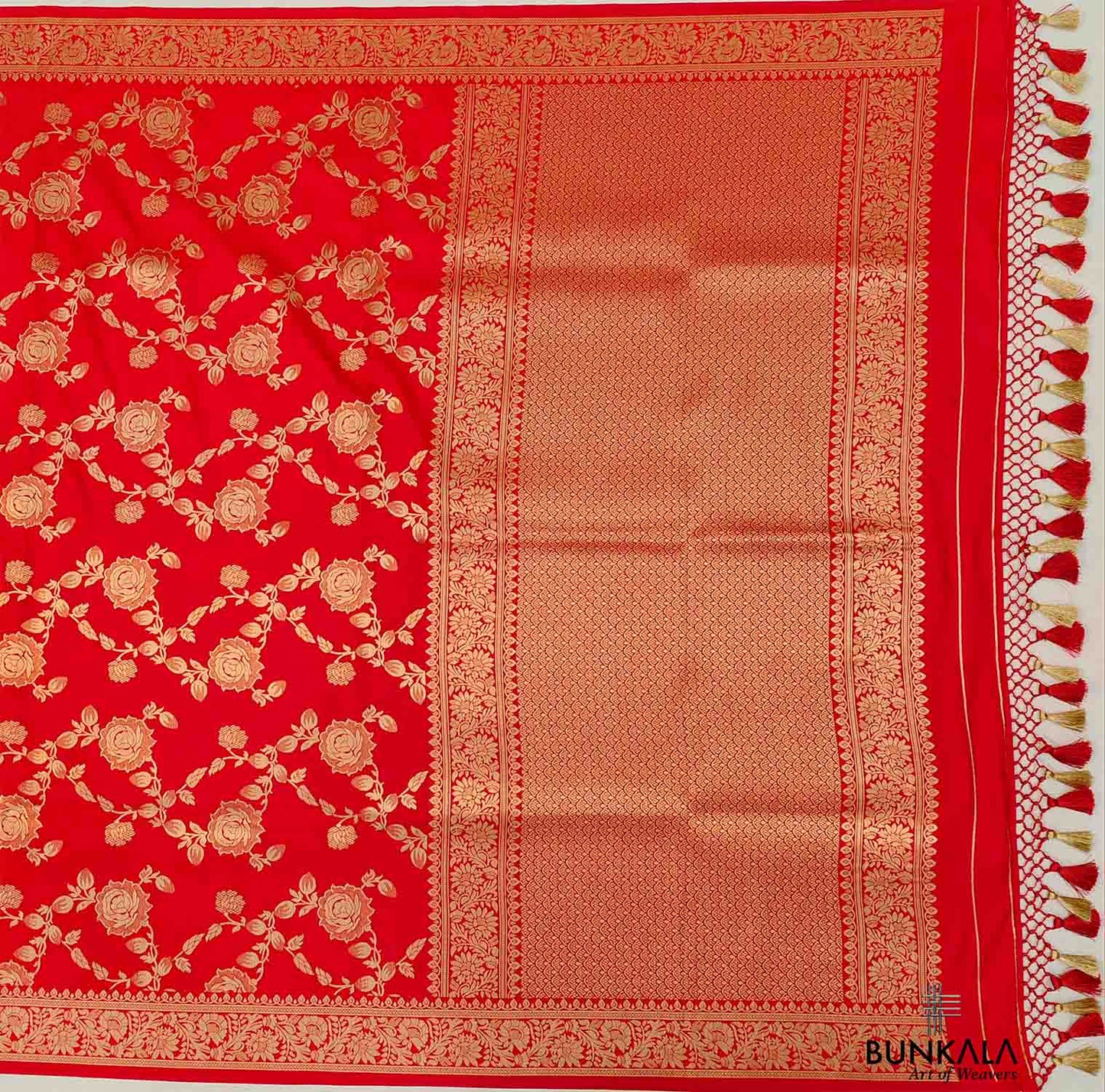Red Floral Jaal Design Banarasi Silk Saree