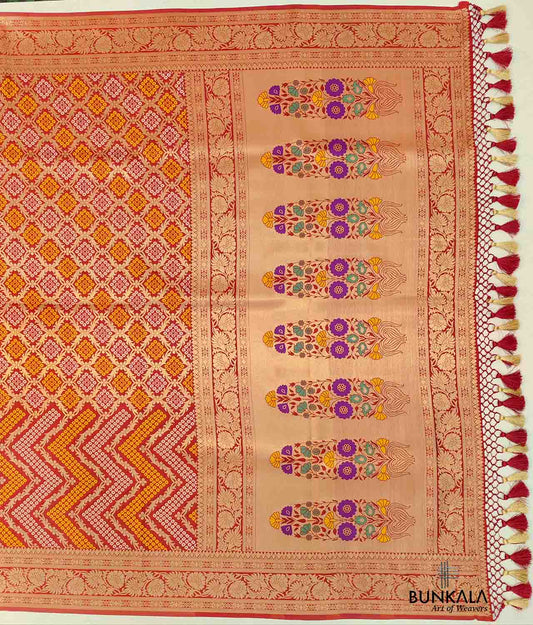 Maroon Bandhani Design Banarasi Silk Saree