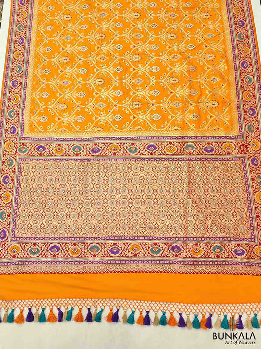 Yellow Meenakari Banarasi Silk Saree
