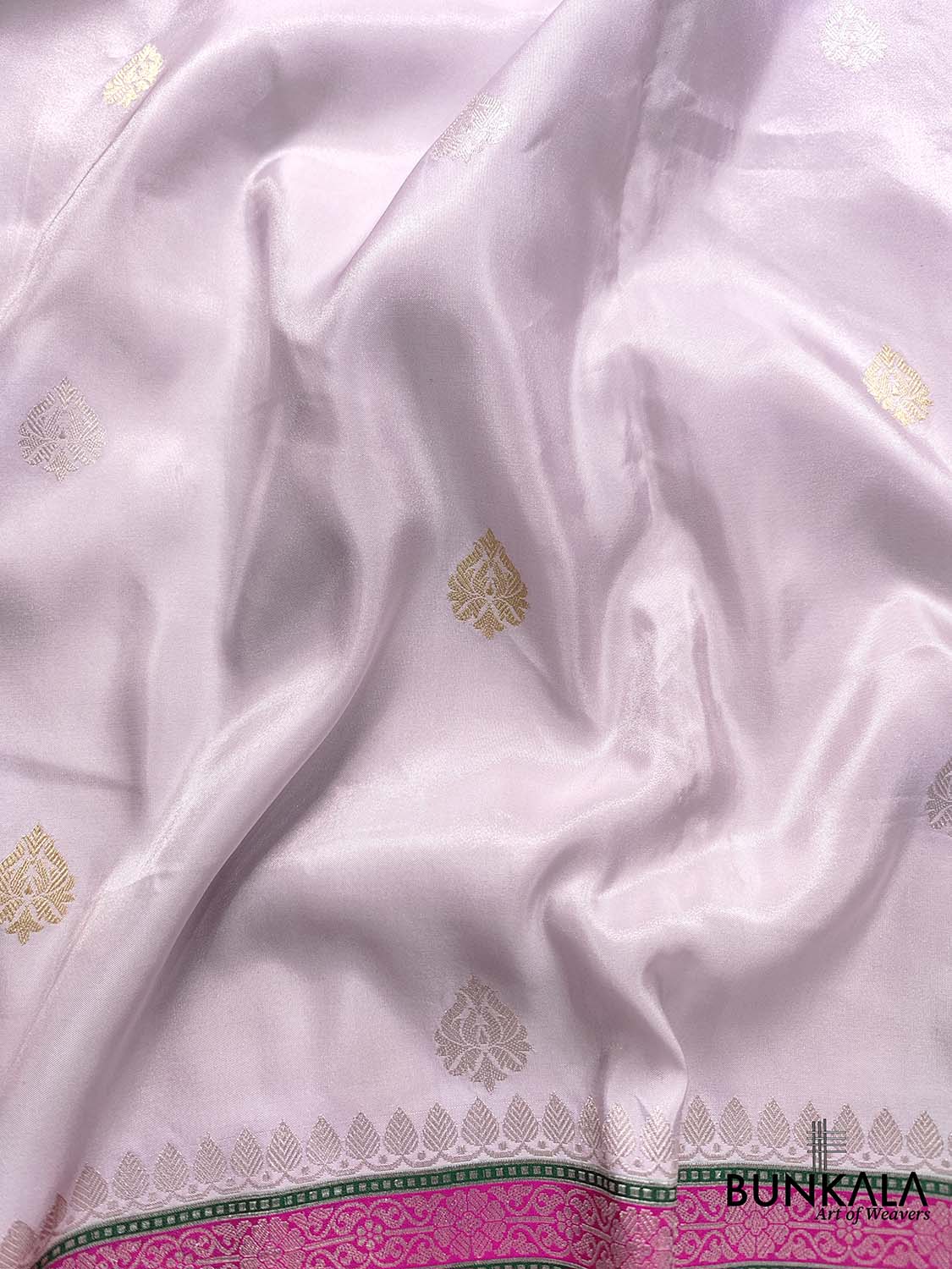 Ethereal Lavender Pure Tissue Katan Silk Handloom Allover Sona Rupa Small Buti Banarasi Saree with Meenakari Border
