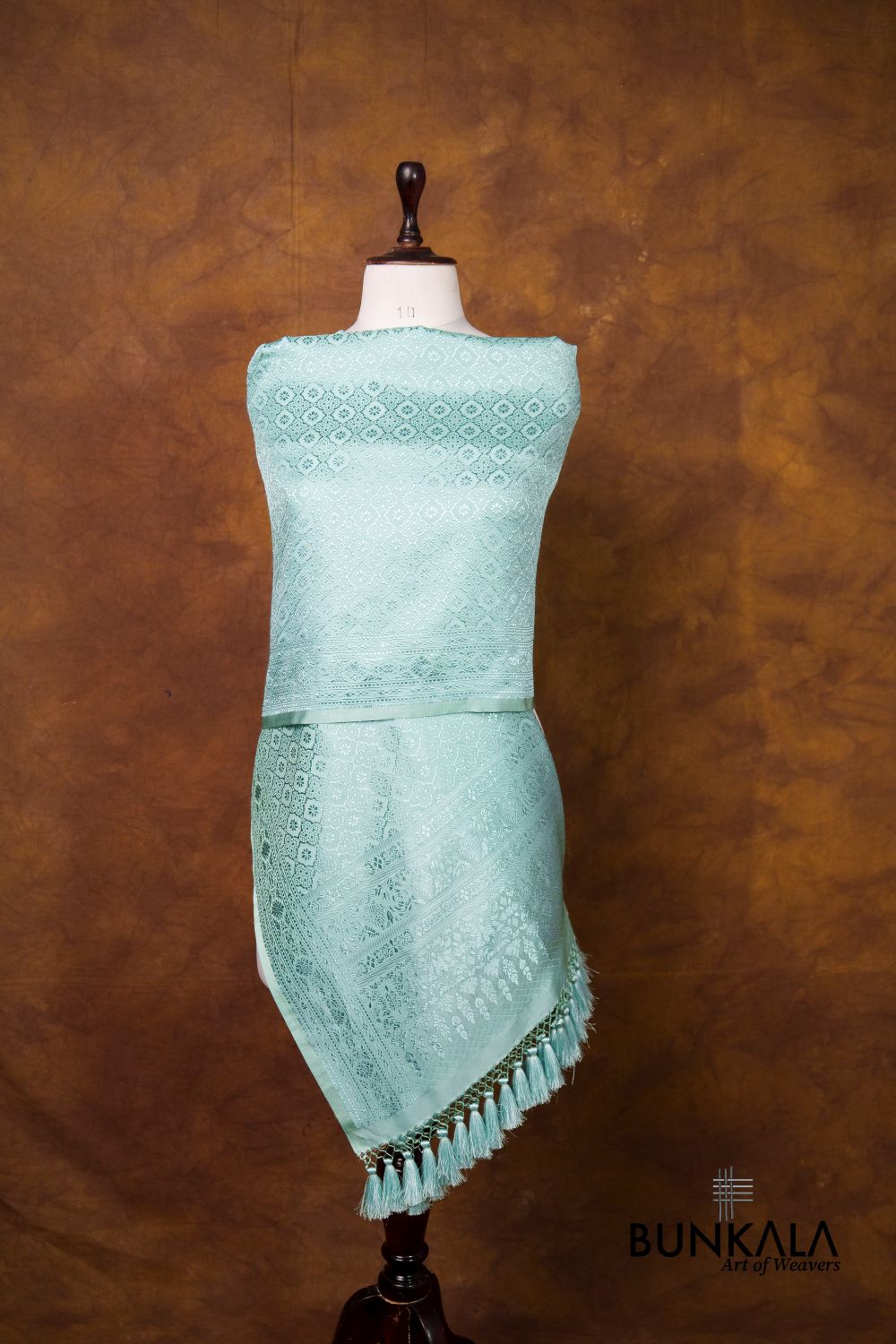 Aqua Blue Mashru Silk Brocade Resham Weaved Banarasi Dupatta