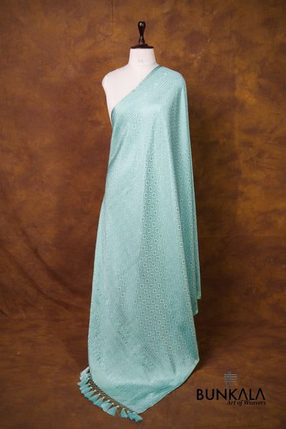 Aqua Blue Mashru Silk Brocade Resham Weaved Banarasi Dupatta