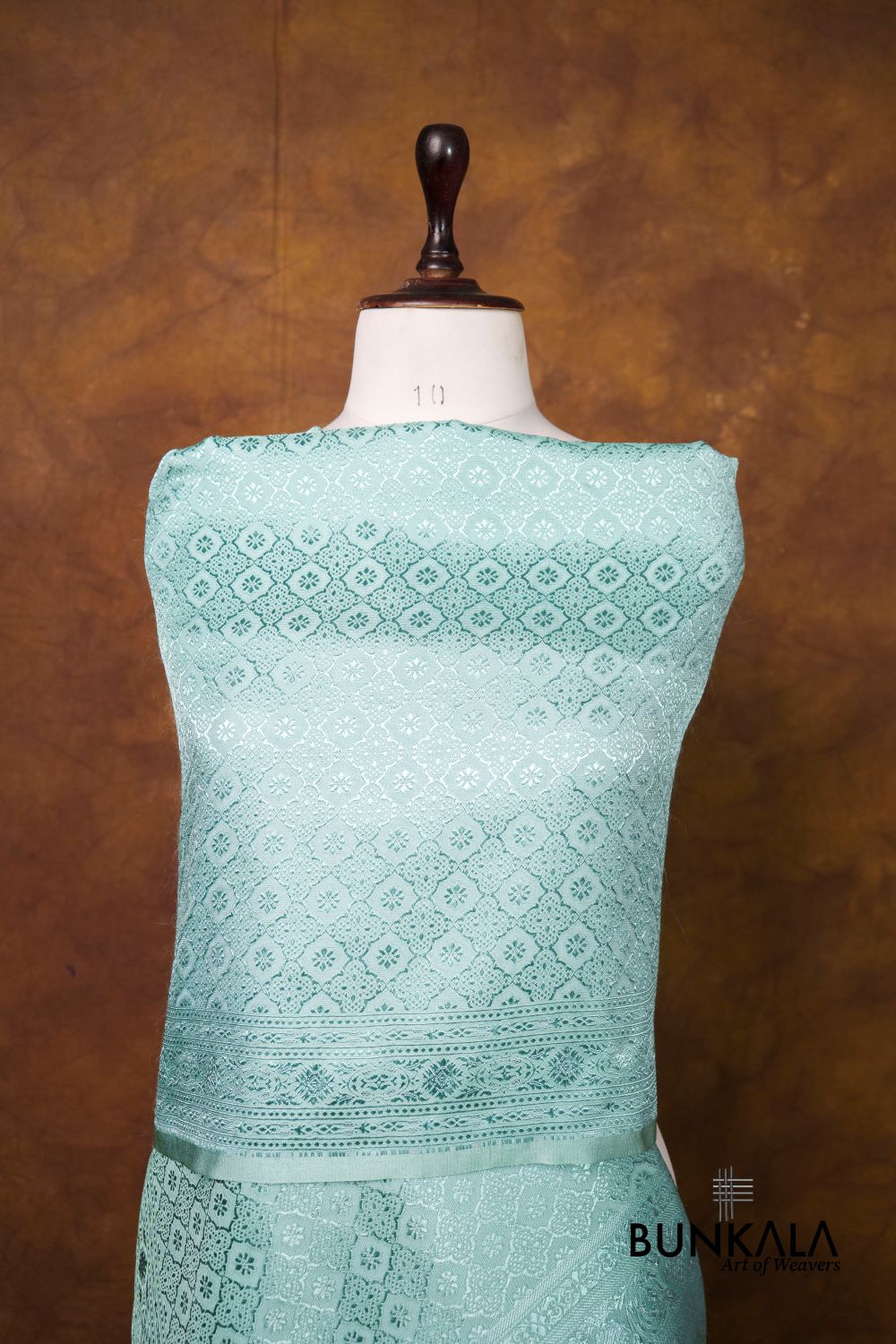 Aqua Blue Mashru Silk Brocade Resham Weaved Banarasi Dupatta