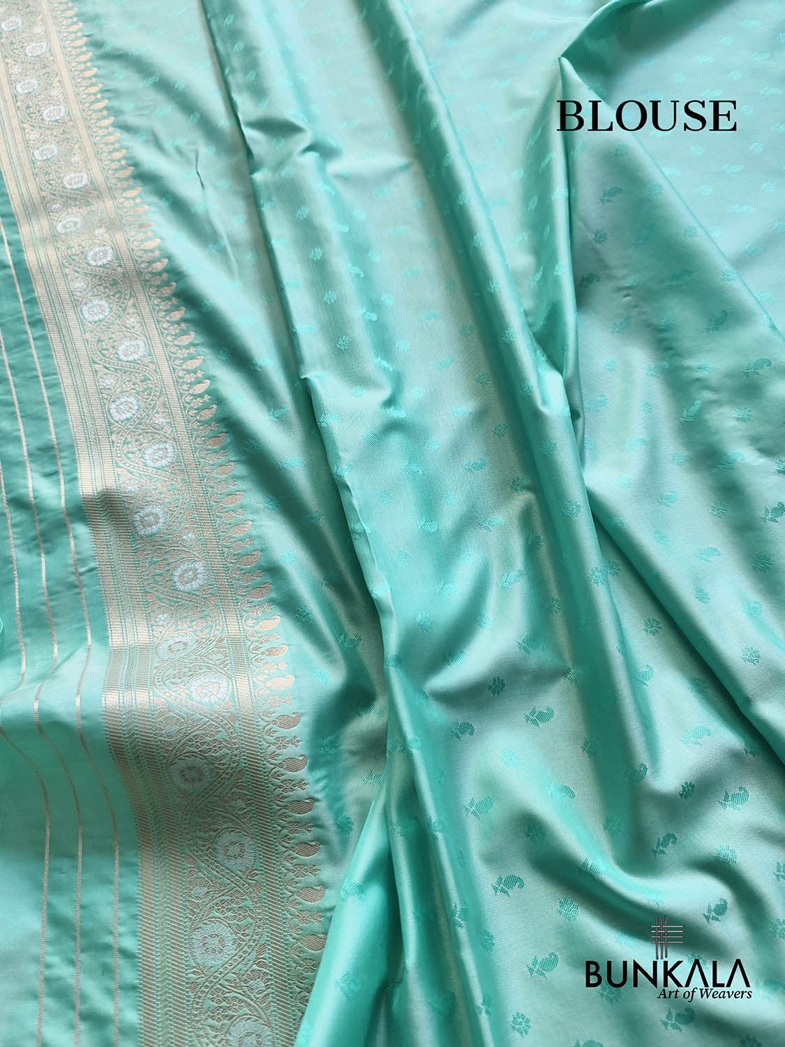 Aqua Blue Striped Sona Rupa Banarasi Silk Saree