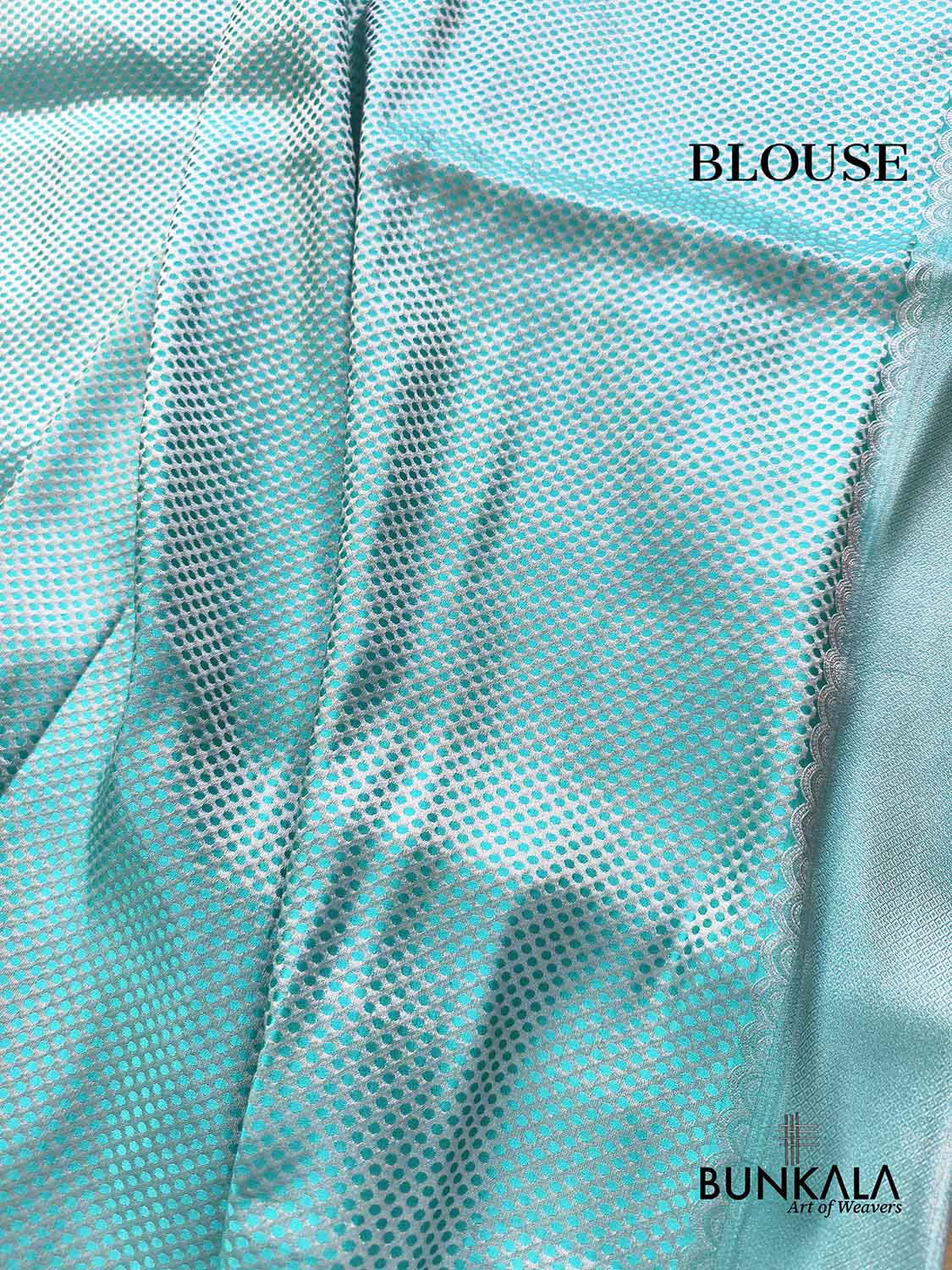 Aqua Blue Vintage Silver Zari Banarasi Mashru Silk Saree