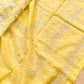 Sunshine Yellow Banarasi Organza Silver Zari Work Floral Design Embroidery Saree