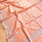 Peach Banarasi Organza Silver Zari Work Floral Design Embroidery Saree