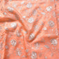 Peach Banarasi Organza Silver Zari Work Floral Design Embroidery Saree