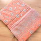 Peach Banarasi Organza Silver Zari Work Floral Design Embroidery Saree
