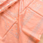 Peach Banarasi Organza Silver Zari Work Floral Design Embroidery Saree