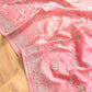 Pink Banarasi Organza Silver Zari Work Floral Design Embroidery Saree