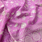 Lavender Banarasi Organza Silver Zari Work Floral Design Embroidery Saree