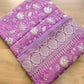 Lavender Banarasi Organza Silver Zari Work Floral Design Embroidery Saree