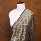 Glamourous Jet Black Mashru Silk Brocade Weaved Banarasi Dupatta