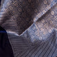 Navy Blue Pure Katan Silk Gold and Silver Zari Brocade Hand Weaved Banarasi Dupatta