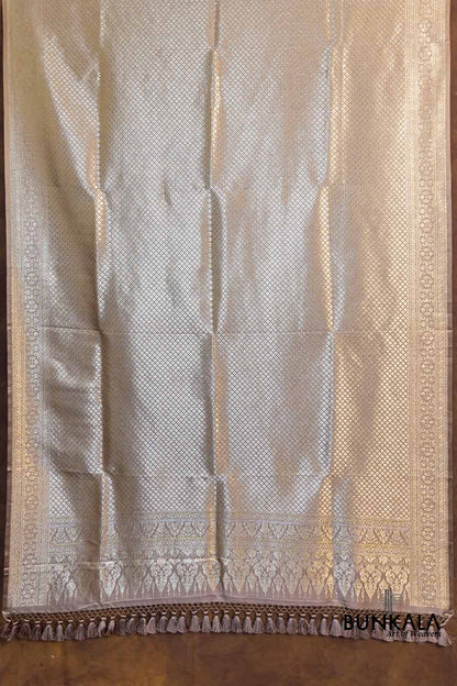 Ivory English Beige Mashru Silk Brocade Weaved Banarasi Dupatta