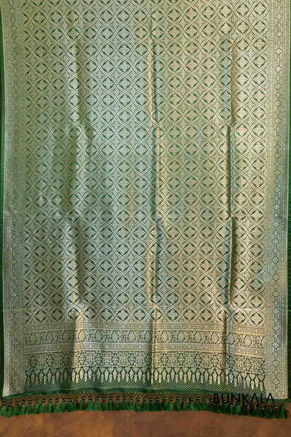 Forest Fusion Green Mashru Silk Brocade Weaved Banarasi Dupatta