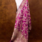 Purple Shikargha Ektara Kadwa Handweaved Banarasi Pure Katan Silk Dupatta