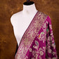 Purple Shikargha Ektara Kadwa Handweaved Banarasi Pure Katan Silk Dupatta