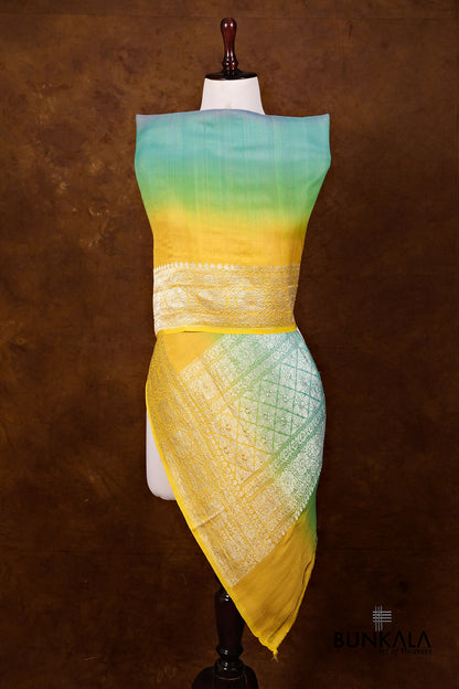 Multicolor Shaded Plain Silver Zari Handloom Banarasi Pure Tussar Silk Dupatta