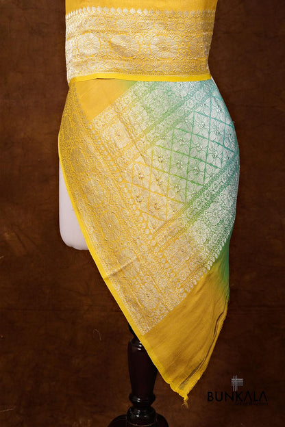 Multicolor Shaded Plain Silver Zari Handloom Banarasi Pure Tussar Silk Dupatta